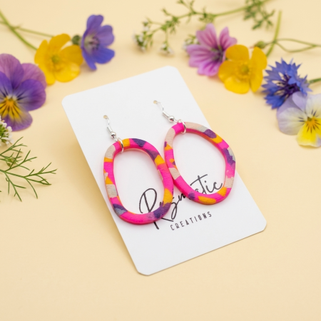 Cercel Ringlet Oval - Pink Leopard [2]