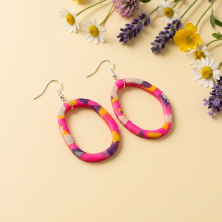 Cercel Ringlet Oval - Pink Leopard [1]