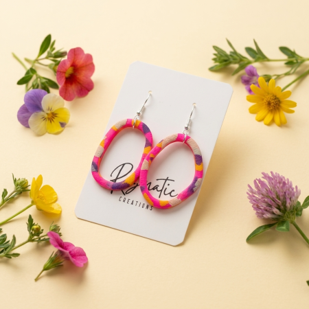 Cercel Ringlet Oval - Pink Leopard