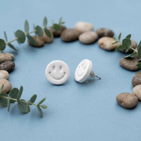 Cercel Smiley Face - White [2]