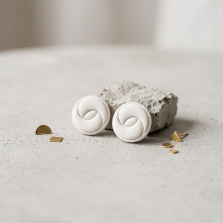Cercei mici (cu tijă) - Cercel Stud - Swirl - White