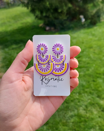 Cercel Tria - Yellow & Purple [2]