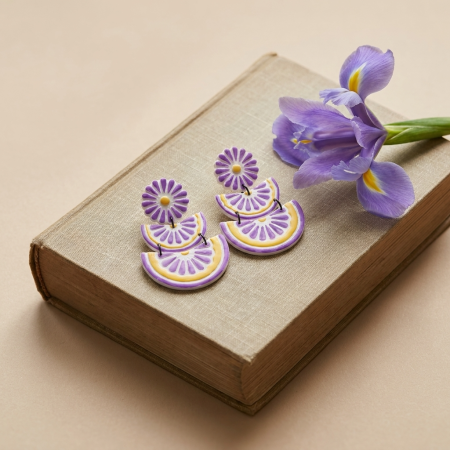 Cercel Tria - Yellow & Purple [1]