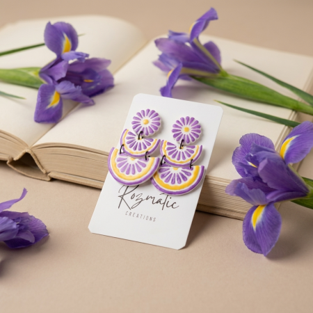 Colecții speciale - Cercel Tria - Yellow & Purple