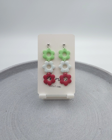 Cercel Triflora - Green Blue Pink [1]