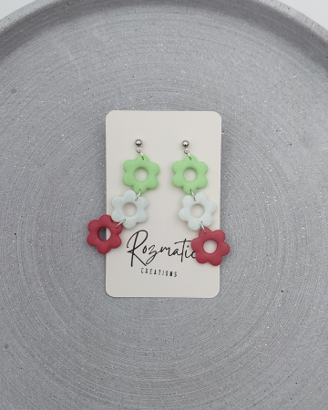 Colecția Renova - Cercel Triflora - Green Blue Pink