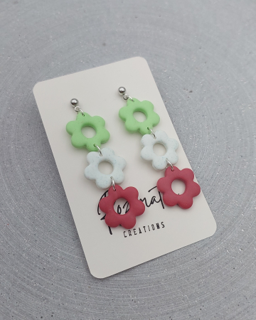 Cercel Triflora - Green Blue Pink [4]