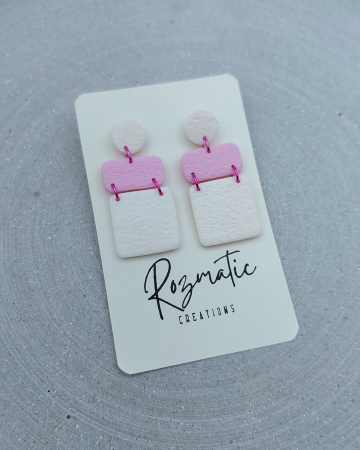 Cercei lungi - Cercel - Zelora - White & Pink