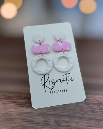 Colecția Disco - Cercel - Zorela - White BabyPink