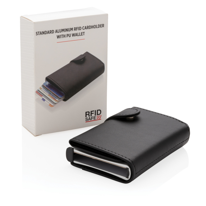 Suport de card standard RFID din aluminiu cu portofel din PU [10]