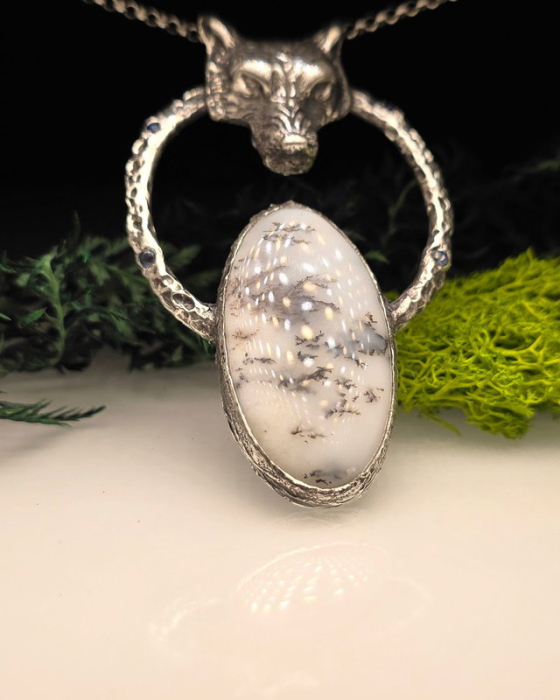 Pandantiv cu opal dendritic ''Wolf Totem'' [3]