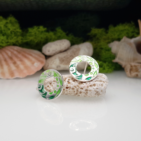 Cercei - Cercei emailati la cald ''Tiny seaweeds''