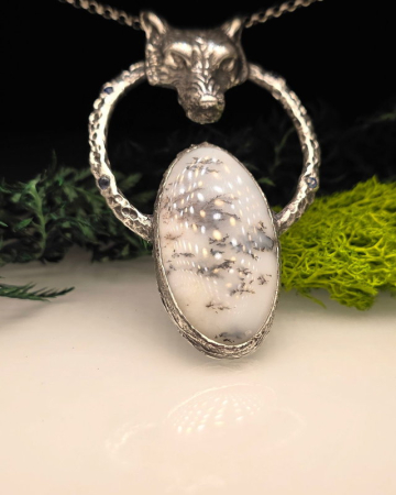Pandantiv cu opal dendritic ''Wolf Totem'' [2]