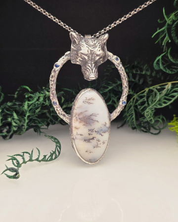 Coliere & Pandantive - Pandantiv cu opal dendritic ''Wolf Totem''