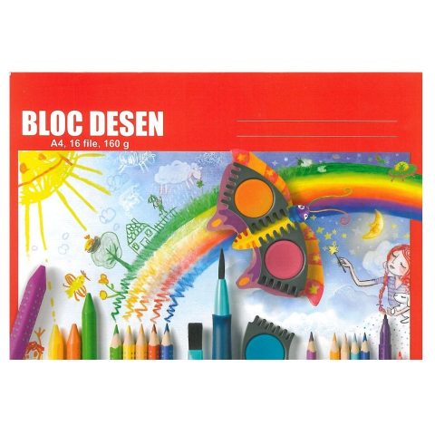 Caiete - BLOC DESEN A4 160G 16 COLI POLICROMIE