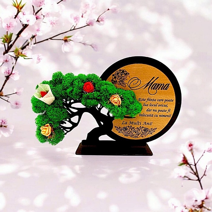 Decorațiune Cadou Bonsai, personalizat cu mesaj standard pentru Mama "Este fiinta care poate..." [1]
