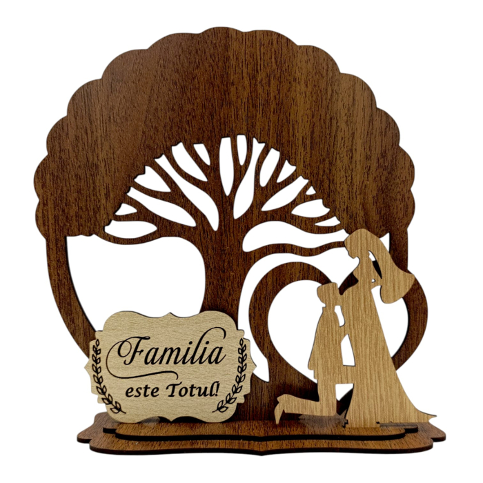 Blank Copac cu siluete si mesaj  pentru Familie/Prieteni , cadou personalizat, nuc [1]
