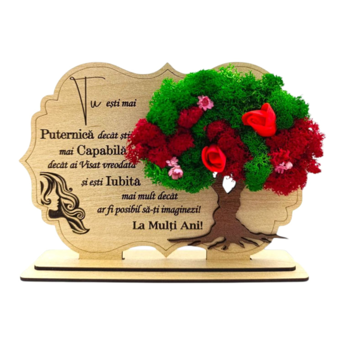 Decoratiune tablou cu licheni, cadou personalizat cu mesaj pentru Familie/Sotie/Prieteni - 30x18 - 21x14cm [1]