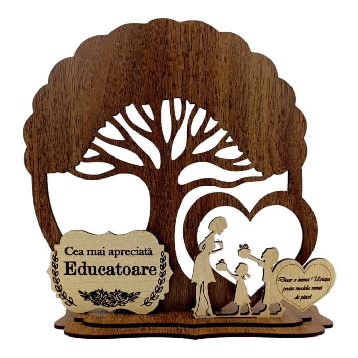Blank Copac cu siluete si mesaj  pentru Profesoara/Profesor , cadou personalizat, nuc [1]