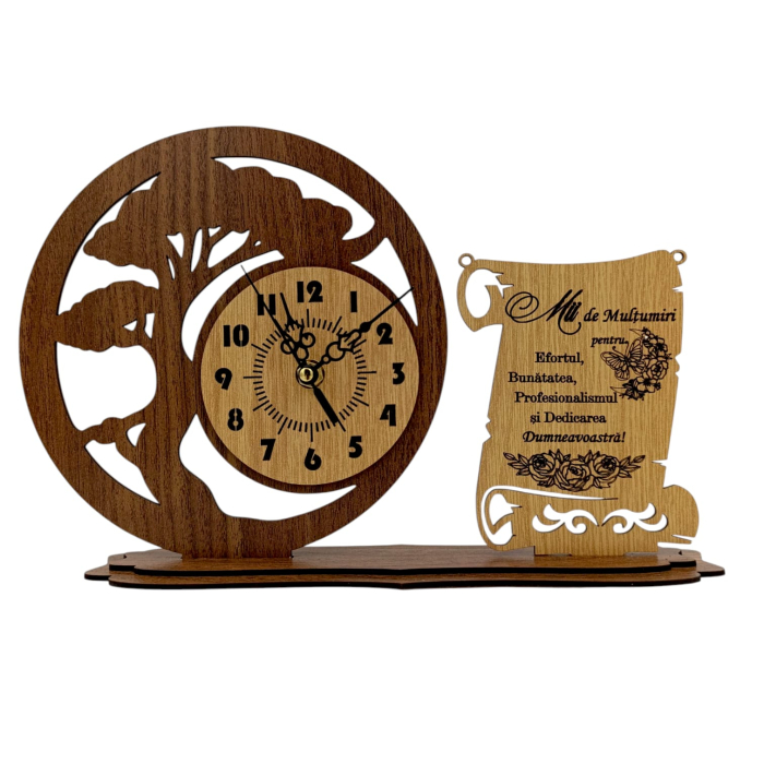 Ceas din Lemn Personalizat – Cadou Elegant pentru Profesor sau Învățătoare [1]