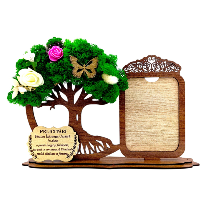 Decoratiune Rama foto si copac cu licheni, personalizat pentru Pensionari, sonoma [2]