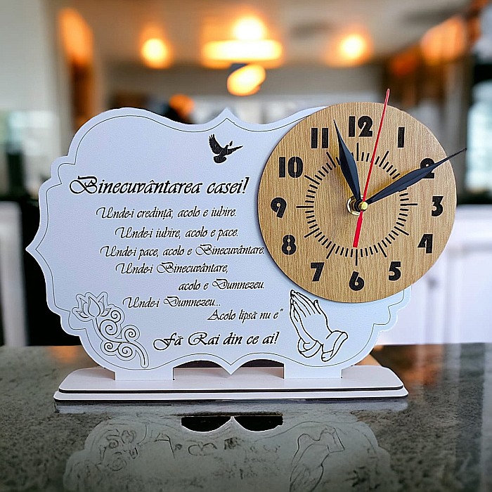 Tablou ceas personalizat cu mesaj standard "Binecuvantarea casei", dimensiune 30x20cm [1]