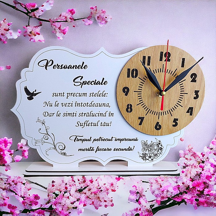 Tablou ceas personalizat cu mesaj standard pentru "Persoanele Speciale", dimensiune 30x20cm, cadran Alb [1]