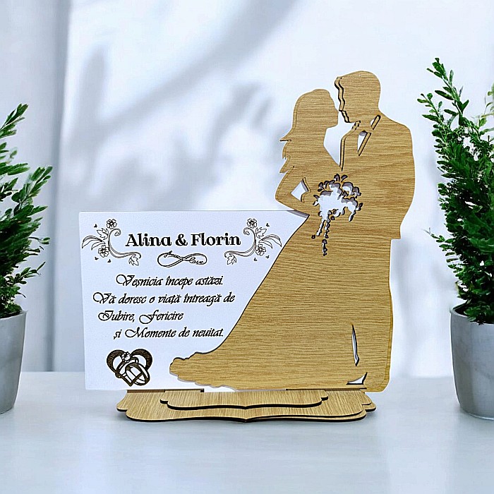 Tablou decorativ personalizabil pentru "Casatorie", 22x24cm,Produs în România de Rustic Wood Decor [1]
