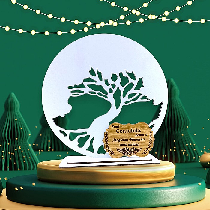 Blank pentru licheni stabilizati cu suport, personalizat pentru contabila, personalizabil, Produs în România de Rustic Wood Decor, model 2 [1]