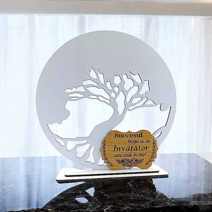 Blank pentru licheni stabilizati cu suport, personalizat pentru învatatoare, educatoare, profesoara, personalizabil, Produs în România de Rustic Wood Decor, model 2 [1]