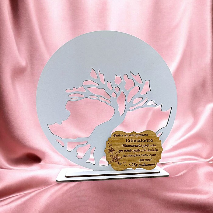 Blank pentru licheni stabilizati cu suport, personalizat pentru învatatoare, educatoare, profesoara, personalizabil, Produs în România de Rustic Wood Decor, model 2 [1]