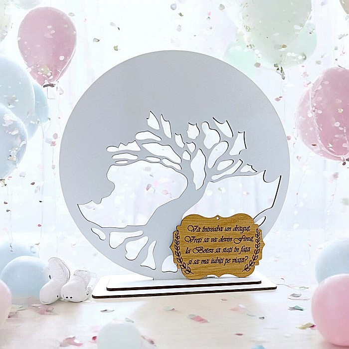 Blank pentru licheni stabilizati cu suport, personalizat pentru botez baiat, personalizabil, Produs în România de Rustic Wood Decor, model 2 [1]