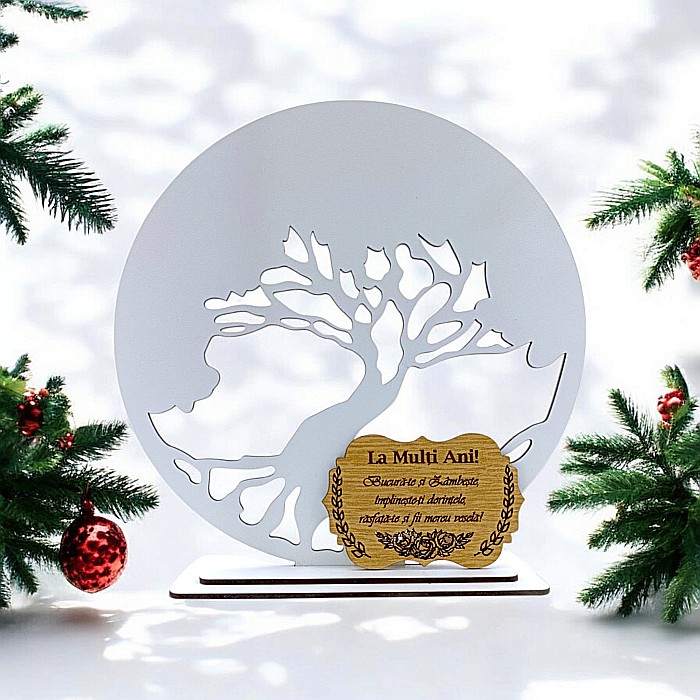 Blank pentru licheni stabilizati cu suport, personalizat pentru prieteni, nasi, familie,"La Multi Ani!" personalizabil, Produs în România de Rustic Wood Decor, model 2 [1]