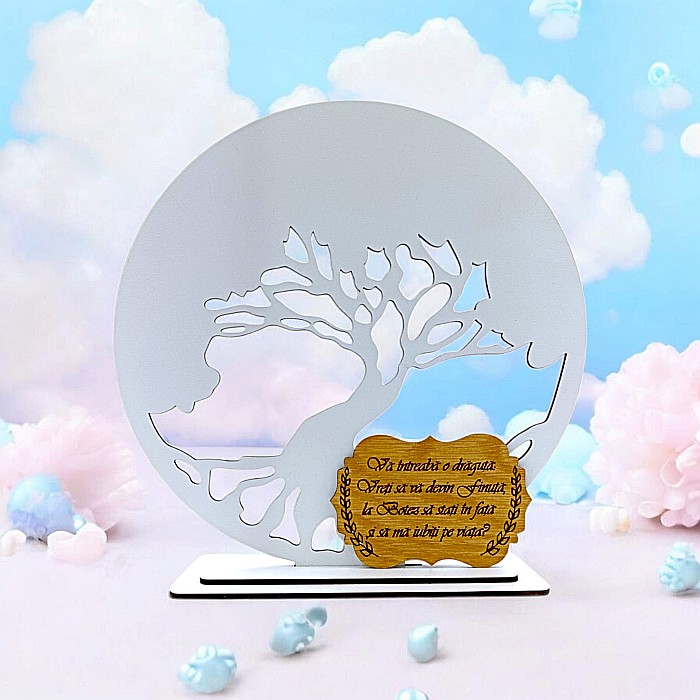 Blank pentru licheni stabilizati cu suport, personalizat pentru botez fetita, personalizabil, Produs în România de Rustic Wood Decor, model 2 [1]