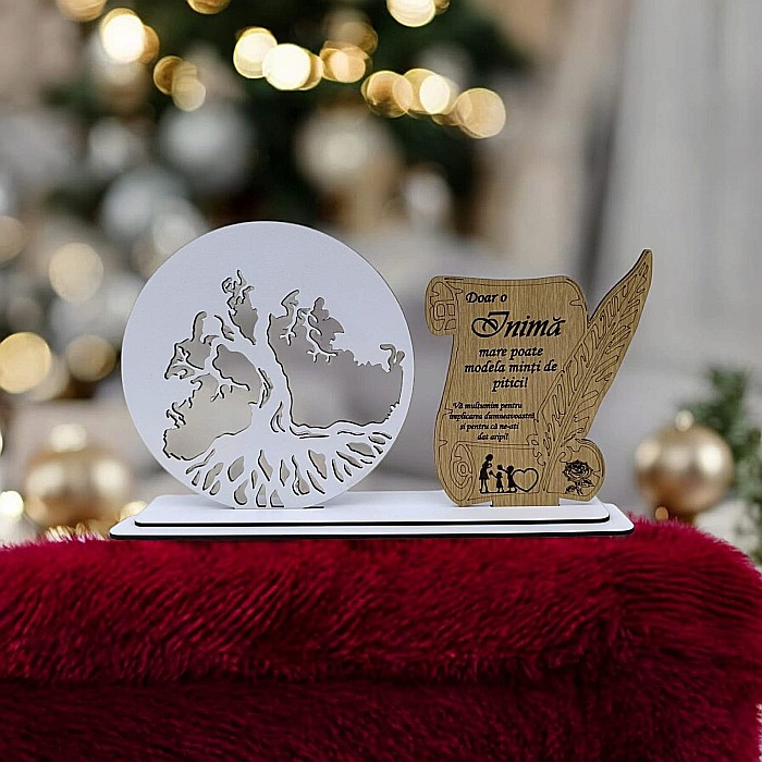 Blank Copacul Vietii cu Placută, personalizat pentru educatoare, învatatoare, Produs în România de Rustic Wood Decor ,dimensiune 30x18cm [1]