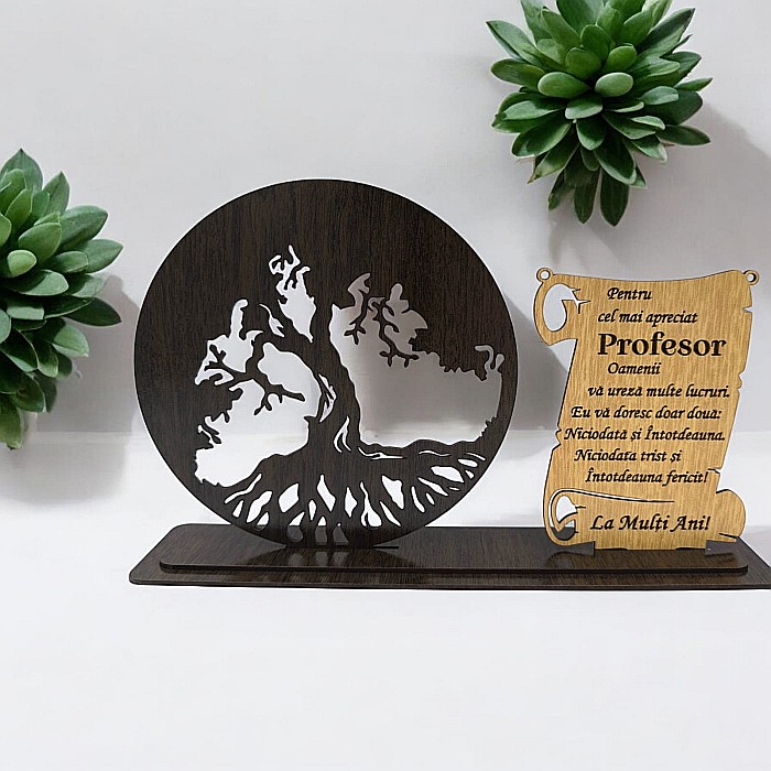 Blank Copacul Vietii cu Placută, personalizat pentru profesori, educatori, învatatori, Produs în România de Rustic Wood Decor ,dimensiune 30x18cm [1]
