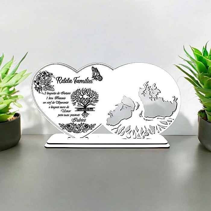 Blank decorativ cu suport, personalizat Reteta Familiei , Produs în România de Rustic Wood Decor, dimensiune 30x16cm [1]