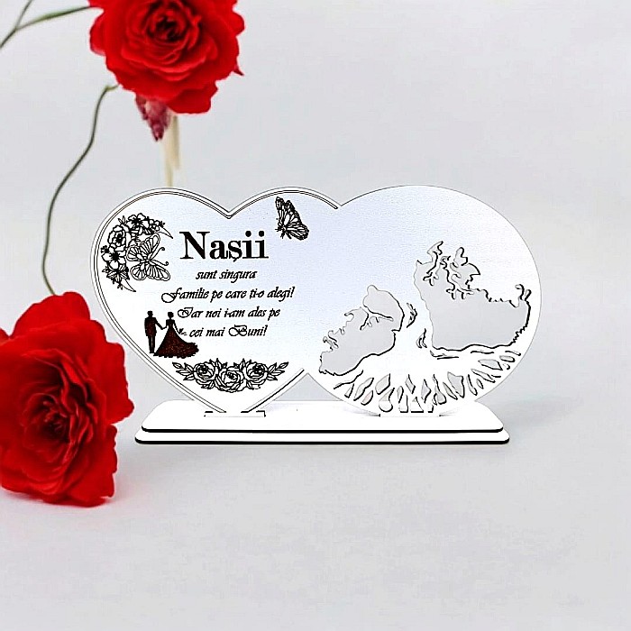 Blank decorativ cu suport, personalizat pentru Nași , Produs în România de Rustic Wood Decor, dimensiune 30x16cm [1]