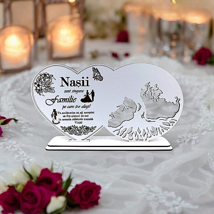 Blank decorativ cu suport, personalizat pentru Nași , Produs în România de Rustic Wood Decor, dimensiune 30x16cm [1]