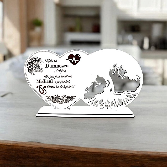 Blank decorativ cu suport, personalizat pentru Medic , Produs în România de Rustic Wood Decor, dimensiune 30x16cm [1]