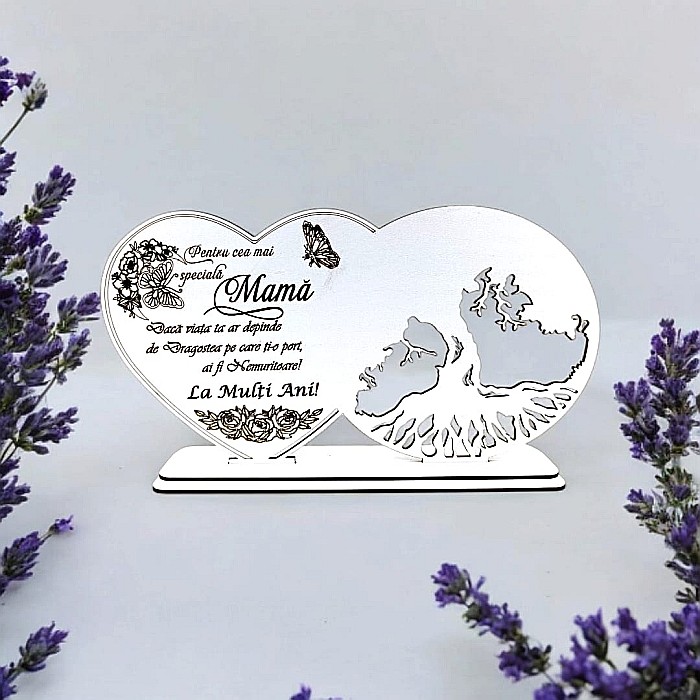 Blank decorativ cu suport, personalizat pentru Cea Mai Specială Mamă, Produs în România de Rustic Wood Decor, dimensiune 30x16cm [1]