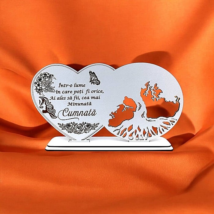 Blank decorativ cu suport, personalizat pentru Cumnată , Produs în România de Rustic Wood Decor, dimensiune 30x16cm [1]