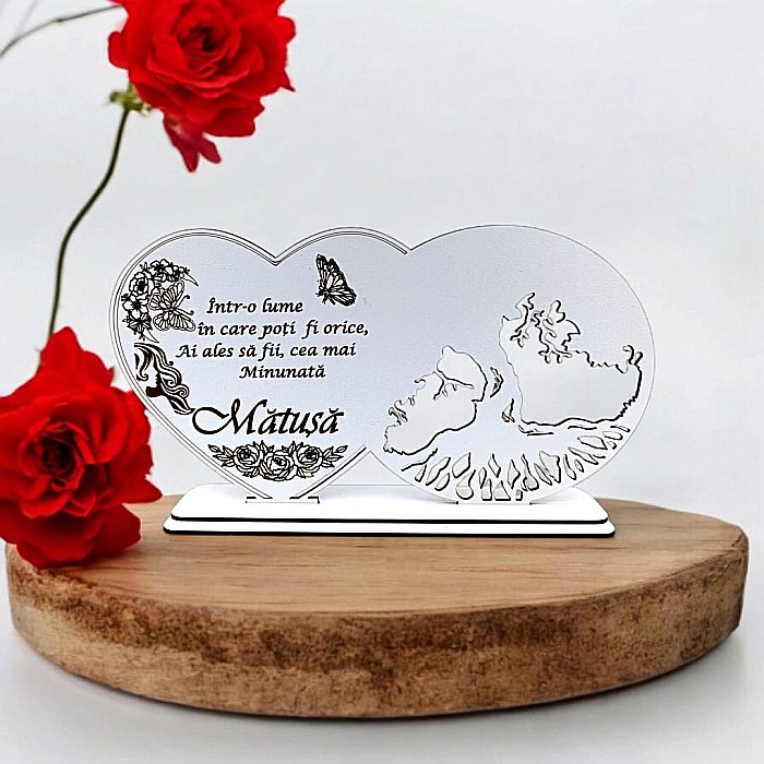 Blank decorativ cu suport, personalizat pentru Mătușa , Produs în România de Rustic Wood Decor, dimensiune 30x16cm [1]