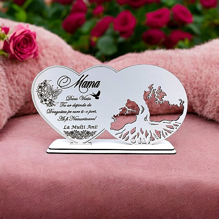 Blank decorativ cu suport, personalizat pentru Mamă , Produs în România de Rustic Wood Decor, dimensiune 30x16cm [1]