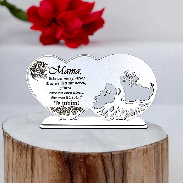 Blank decorativ cu suport, personalizat pentru Mamă , Produs în România de Rustic Wood Decor, dimensiune 30x16cm [1]