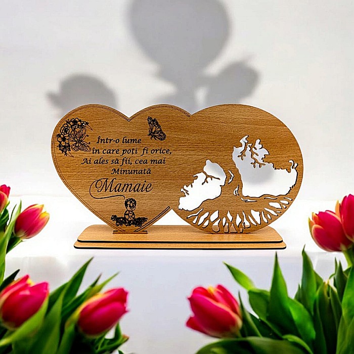 Blank decorativ cu suport, personalizat pentru Mamaie , Produs în România de Rustic Wood Decor, dimensiune 30x16cm [1]