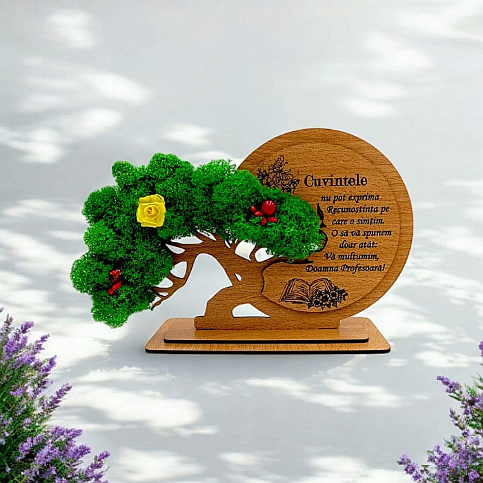 Decorațiune Cadou Bonsai, personalizat pentru Profesoara, "Cuvintele nu pot exprima recunostinta" [1]