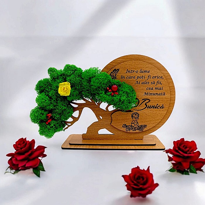 Decorațiune Cadou Bonsai, personalizat pentru Bunica , "Intr-o lume in care poti fii orice tu ai ales" [1]
