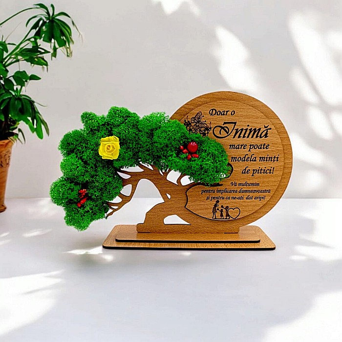 Decorațiune Cadou Bonsai, personalizat , "Doar o Inima mare poate modela minti de pitici!" [1]