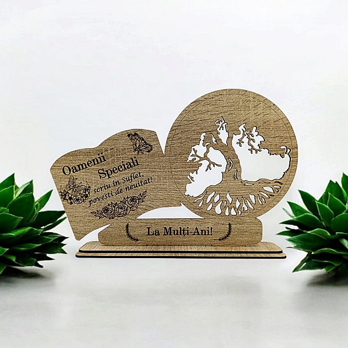 Decoratiune blank pentru licheni stabilizati, cadou personalizat cu mesaj standard "Oamenii Speciali", 30x18cm [1]